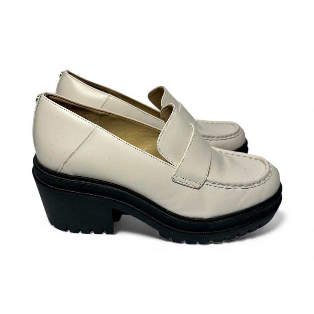 Michael Kors Women's Rocco Slip-On Platform Heeled Loafer, Light Cream, 8.5 Lug - Picture 4 of 13